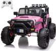 Pink 48.4" Large Ride On Car for Kids, Battery Powered Electric Car with 2 Seats, Remote Control, 14" Large Suspension Wheels, LED Lights, Music