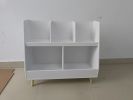 Kids Bookshelf and Toy Organizer, 5 Cubbies Wooden Open Bookcase, 2-Tier Baby Storage Display Organizer with Legs, Free Standing for Playing Room