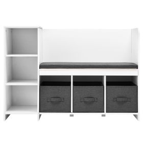 Kids Reading Nook Bench, Toddler Bookshelf and Bookcase with Detachable Seat Cushion, 6-Cubby Storage Organizer Bench with 3 Drawers