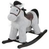 Kids Rocking Horse, Plush Toddler Ride on Toy with Realistic Neigh and Toy for 2-5 Years Old, Gray