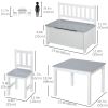 4-Piece Set Kids Wood Table Chair Bench with Storage Function Gift for Toddlers