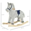 Plush Kids Rocking Horse in Gray White, Toddler Ride-On Toy for 36-72 Months, Soft & Safe, Perfect Gift for Boys & Girls