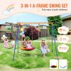 Swing Sets for Backyard, 440lbs Load Capacity Swing Set, with 1 Saucer Swing Seat, 1 Belt Swing Seat