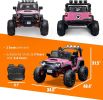 Pink 48.4" Large Ride On Car for Kids, Battery Powered Electric Car with 2 Seats, Remote Control, 14" Large Suspension Wheels, LED Lights, Music