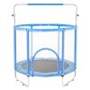 55" Kids Trampoline, 4.6FT Indoor Outdoor Trampoline, Mini Toddler Recreational Trampolinewith Safety Enclosure Net and Basketball Hoop