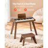 Kids Piano Keyboard, 37 Key Wooden Digital Piano for Kids, Mini Music Educational Instrument Toy Set with Realistic Sound, Dual Power