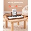 Kids Piano Keyboard, 37 Keys Wooden Digital Piano for Kids, Mini Music Educational Instrument Toy with Realistic Sound, Dual Power
