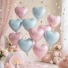Pink Blue Heart Balloons,12Pcs Baby Pink Heart Shaped Foil Balloons