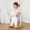 Kids 2 in 1 Rocking Horse and Glide Unicorn with Sound, Wooden Base, Pedal, Grip Handle, White, for 3-6 Years Old