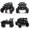 Black 48.4" Large Ride On Car for Kids, Battery Powered Electric Car with 2 Seats, Remote Control, 14" Large Suspension Wheels, LED Lights, Music