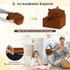 Bear-Shaped Kids Sofa, Teddy Fleece Foam Chair for Toddlers 3+, Portable Bear-Shaped Couch (Brown)