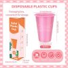 50 Pack Disposable Plastic Cups 16 Oz Solid Color Drinking Cups Party Supplies Strong and Sturdy Drinkware Cup For Birthday, Wedding, Baby Shower