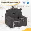 Bear-Shaped Kids Sofa, Teddy Fleece Foam Chair for Toddlers 3+, Portable Bear-Shaped Couch (Gray)