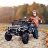 12V Ride on Car, Ride on Truck w/ Remote, 4 Suspension Wheels, 3 MPH Max Speeds, Music, Horn, Lights, Black