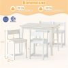 Kids Wooden Table and Chairs Set (1 Table + 4 Chairs), Rubber Wood Toddler Activity Set (White)
