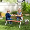 Kids Brown Wooden Picnic Bench Table Set, Durable Outdoor Garden Furniture, Ages 3-8