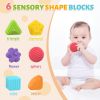 Montessori Toys, 6 Pc Multi Sensory Shape, Toddler Developmental Learning Birthday Gifts