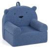 Bear-Shaped Kids Sofa, Teddy Fleece Foam Chair for Toddlers 3+, Portable Bear-Shaped Couch (Navy)