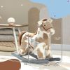 Rocking Horse, Kids Plush Horse Rocker with Rabbit Toy and Realistic Neigh for Toddlers 2-5 Years Old, Brown