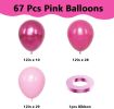 Pink Balloons, 67pcs 12 Inch Hot Pink Balloons Metallic Chrome for Birthday, Baby Shower, Wedding, Valentine's Day and Princess Party Decoration