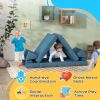 12 Pcs Kids Modular Couch, Toddlers Couch Child Sectional Sofa, Playroom Bedroom Furniture for Boys and Girls, Blue