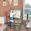 Art Easel for Kids with Paper Roll, 3 in 1 Toddler Painting Easel with Blackboard, Whiteboard, Storage Baskets, Green