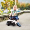 White Ride-On Push Police Car for Toddlers, Foot-to-Floor Sliding Toy, Hidden Storage, Removable Backrest for Ages 1.5-5
