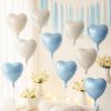 Baby Blue Heart Balloons,12Pcs Blue Cream Heart Shaped Foil Balloons