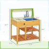 Kids Outdoor Mud Kitchen Playset with Faucet Sink Storage Realistic Toys for Ages 3-8