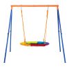 Swing Sets for Backyard, 440lbs Load Capacity Swing Set, 40" Saucer Swing Seat with Heavy Duty A-Frame Metal Swing Stand and Adjustable Rope