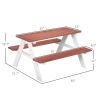 Kids Brown Wooden Picnic Bench Table Set, Durable Outdoor Garden Furniture, Ages 3-8