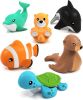 Tub Works® Marine™ Mold Free Bath Toys, 6 Pack | Sealed, No Hole Bath Toys Design Keeps Moisture Out | Soft