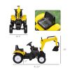 Ride-On Toy Pedal Digger Excavator, Pretend Play Construction Car with Horn, for Kids Toddlers 3+, Yellow