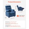 Kids Reclining Chair, Toddler Recliner with Cup Holders and Pockets, 107° to 126° Adjustable Backrest