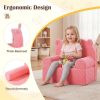 Bear-Shaped Kids Sofa, Teddy Fleece Foam Chair for Toddlers 3+, Portable Bear-Shaped Couch (Pink)