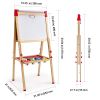 Art Easel for Kids, 3-in-1 Wooden Double-Sided Kid's Art Easel with Magnetic Whiteboard, Chalkboard & Paper Roll