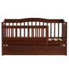 Vertical Fence Brown Painted Pine Toddler Bed with Bottom Drawer and Side Car Bed