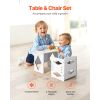 Montessori Weaning Table and Chair Set, Wooden Toddler Table and Chair Set for Aged 1-5, Adjustable Height Kids Montessori Chair and Activity Table