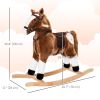 Baby Rocking Horse, Children Plush Animal Rocker, Kid Ride on Toy with Realistic Sound, Handle Grip, Brown