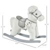 White Plush Rocking Horse with Bear Toy for Kids, Soft & Fun Sound Rocker, Ideal for Nursery & Playtime