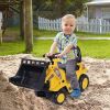Kids Ride On Excavator Toy, Yellow Pull Cart Bulldozer with Bucket, Horn, Steering Wheel, for Toddler Fun