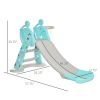 Kids Slide and Basketball Hoop Combo, Blue Toddler Freestanding Slider Playset, Exercise Toy for 18 Months - 4 Years Old