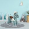 Blue Plush Rocking Horse with Bear Toy for Toddlers Realistic Sounds Soft & Cozy Rocker Ideal for Boys & Girls Playroom