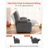 Kids Recliner Chair, Toddler Lounger with Cup Holders & Pockets, 107° to 126° Adjustable Back