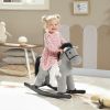 Kids Rocking Horse, Plush Toddler Ride on Toy with Realistic Neigh and Toy for 2-5 Years Old, Gray