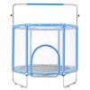 55" Kids Trampoline, 4.6FT Indoor Outdoor Trampoline, Mini Toddler Recreational Trampolinewith Safety Enclosure Net and Basketball Hoop