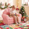 2-in-1 Flip Open Kids Sofa Lounger, Teddy Fleece Toddler Couch with Carry Handle for Ages 3+ (Pink)