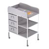 Baby Changing Table, Portable Diaper Change Station with 3 Fabric Drawers and Lockable Wheels