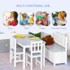 4-Piece Set Kids Wood Table Chair Bench with Storage Function Gift for Toddlers
