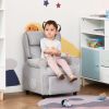 Adjustable Kids Recliner Light Grey Childrens Sofa with Footrest Side Pockets for Ages 3-5 Nursery Furniture